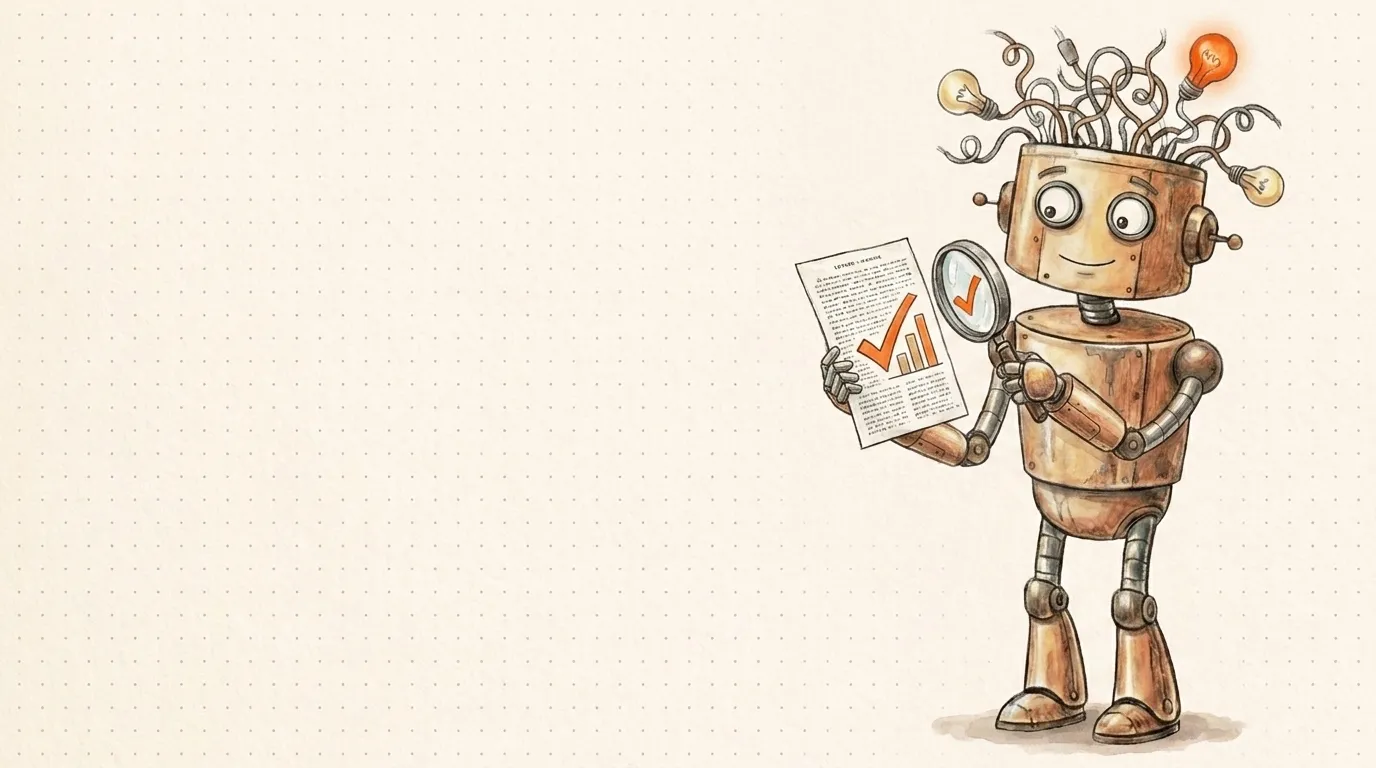 Il robot controlla con una lente un contenuto approvato: scrivere con l'AI senza penalizzazioni.